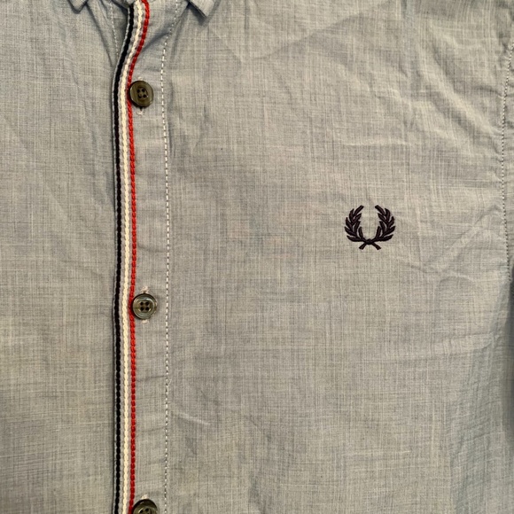 Fred Perry Short Sleeve Cotton Button Casual Oxford Shirt Size S Trim Detailing - Picture 2 of 14